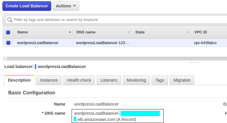 aws console, load balancer