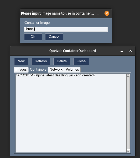 Quetzal: Creating new container